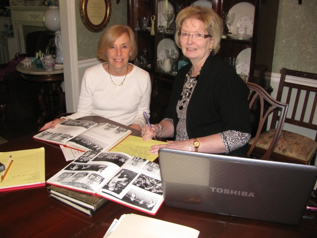 Carla Howell Hardy and Patricia Apple Anderson working on the Reunion.